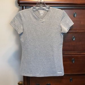 Reebok Gray Play Dry v-neck t-shirt. Size XS